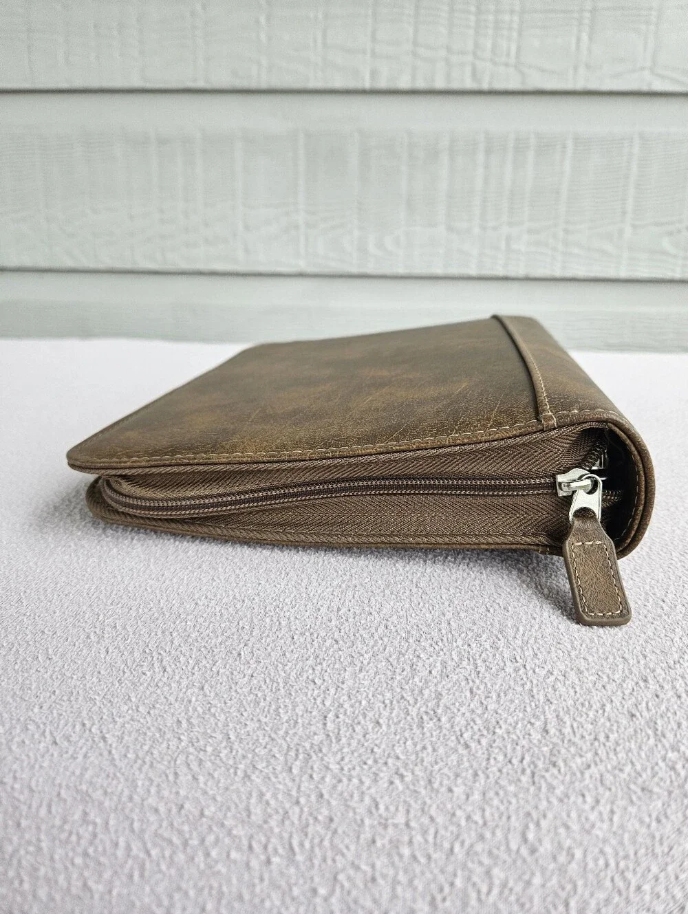 Franklin Covey Zip Binder Only Brown Faux Leather 7 Rings 1.5” Organizer Planner
